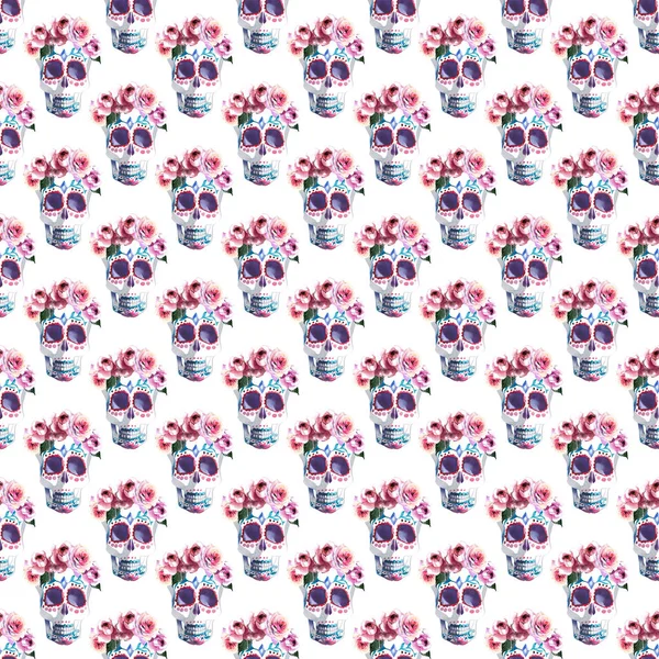 Güzel güzel grafik sanatsal soyut parlak şirin Cadılar Bayramı şık çiçek kafasını gül çelenk suluboya elle kroki. Tekstil, duvar kağıtları, ambalaj kağıdı, kartları, davetiyeleri için mükemmel