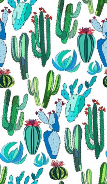 Çocuk vektör çizim gibi bir kaktüs boya parlak şirin güzel soyut güzel Meksika tropikal çiçek bitkisel yaz yeşil ayarlayın. Tekstil, duvar kağıtları, kağıt sarma için mükemmel