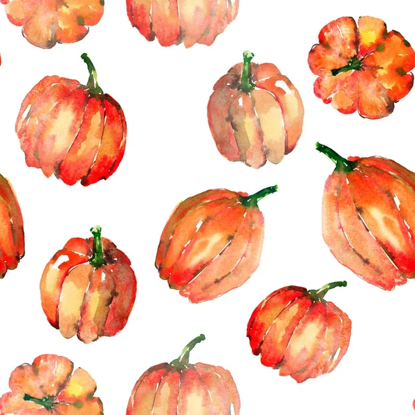 Grafische künstlerische abstrakte hell niedlich Herbst reif lecker bunt halloween orange Kürbismuster Aquarell Handillustration. perfekt für Textilien, Tapeten, Grußkarten, Hintergründe — Stockfoto