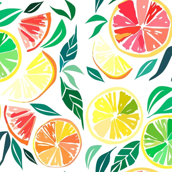 Beautiful bright colorful delicious tasty yummy ripe juicy lovely orange summer autumn dessert slices of oranges and mandarins pattern vector illustration. Perfect for textile, wallpapers, cards — Stock Vector