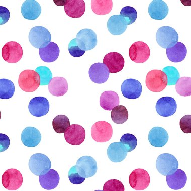 Soyut güzel şirin güzel sanatsal ihale harika şeffaf parlak kırmızı, pembe, kırmızı, mor, mor, mavi, çivit daireler suluboya el illüstrasyon model