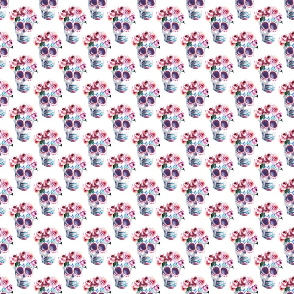 Güzel güzel grafik sanatsal soyut parlak şirin Cadılar Bayramı şık çiçek kafasını gül çelenk suluboya elle kroki. Tekstil, duvar kağıtları, ambalaj kağıdı, kartları, davetiyeleri için mükemmel