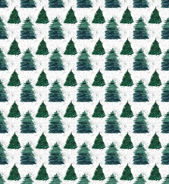 Natal bonito abstrato gráfico artístico maravilhoso brilhante feriado inverno verde abeto árvores com padrão de spray verde ilustração mão aquarela. Perfeito para têxteis, papéis de parede, fundos e cartões de felicitações — Fotografia de Stock