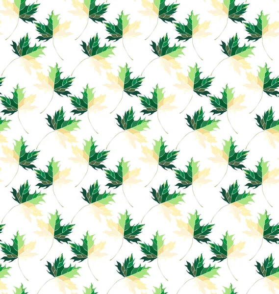 Prachtige mooie grafische abstracte heldere bloemen kruiden herfst groen esdoorn bladeren patroon vectorillustratie. Perfect voor textiel, behang, inpakpapier, kaarten, uitnodigingen — Stockvector