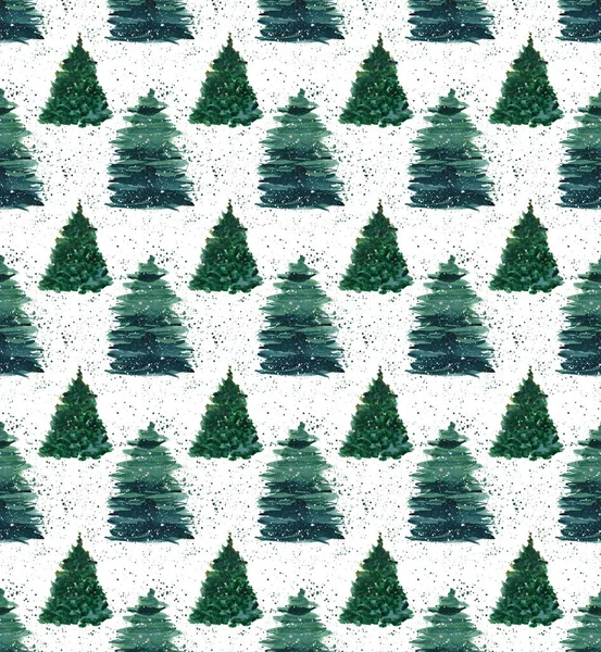 Noël beau graphique abstrait artistique merveilleux lumineux vacances hiver épinettes vertes avec motif de pulvérisation vert aquarelle illustration à la main. Parfait pour les textiles, papiers peints, fonds d'écran et cartes de voeux — Photo