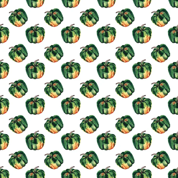 그래픽 예술 추상 밝은 귀여운가 익은 맛 있는 화려한 녹색 할로윈 호박 수채화 손 그림 패턴. 섬유, 벽지, 인사 카드, 배경에 대 한 완벽 한 — 스톡 사진