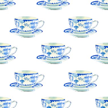 Güzel grafik güzel sanatsal ihale harika mavi porselen Çin çay bardak suluboya el illüstrasyon model. Tekstil, menü, duvar kağıtları için mükemmel