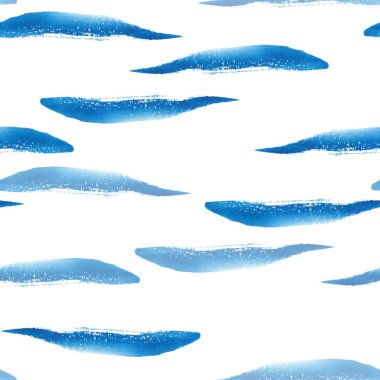 Soyut güzel sanatsal ihale harika şeffaf parlak yaz mavi lekeler desen suluboya el çizimi. Tekstil, duvar kağıtları ve arka planlar için mükemmel