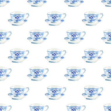 Güzel sanatsal ihale harika mavi porselen Çin çay bardak suluboya el illüstrasyon model. Tekstil, menü, duvar kağıtları için mükemmel