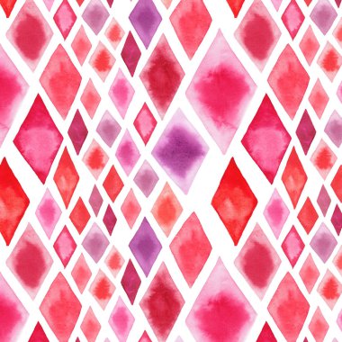 Edikula şekil desen suluboya el illüstrasyon soyut güzel harika şeffaf parlak kırmızı pembe farklı şekiller. Tekstil, duvar kağıtları ve arka planlar için mükemmel