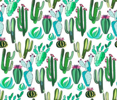 Çocuk vektör çizim gibi bir kaktüs boya parlak şirin güzel soyut güzel Meksika tropikal çiçek bitkisel yaz yeşil ayarlayın. Tekstil, duvar kağıtları, kağıt sarma için mükemmel
