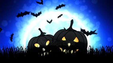Halloween Pumpkins mavi arka planda