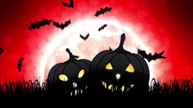 Halloween Pumpkins kırmızı arka planda