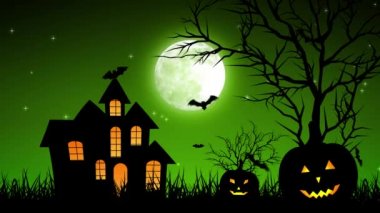 Cadılar Bayramı Castle kabak yeşil arka planda