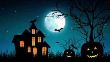 Cadılar Bayramı Castle Pumpkins camgöbeği arka planda
