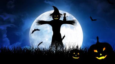 Korkuluk alanlarda ve Moon mavi gökyüzünde