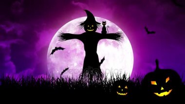 Korkuluk alanlarda ve mor gökyüzünde ay