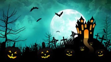 Cadılar Bayramı Castle ile mavi arka plan perili.