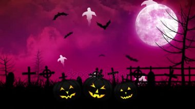 Cadılar Bayramı hayaletler ve mezarlığı ile pembe gök