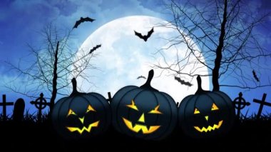 Hallloween kabak Moon mavi gökyüzünde ile