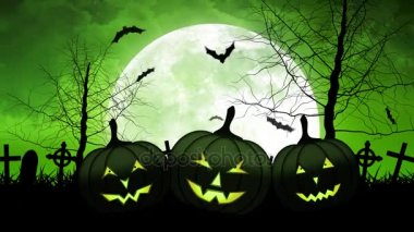 Hallloween kabak yeşil gökyüzünde Moon ile