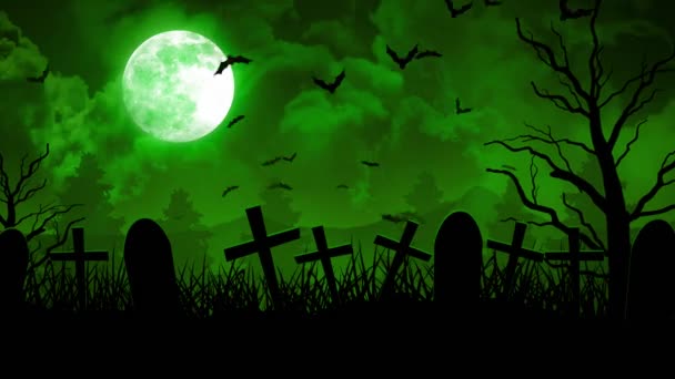 Halloween temető zöld égen