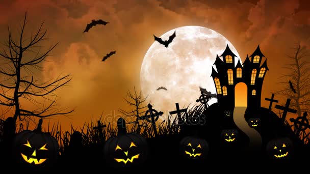 Halloween haunted Castle z żółtym tle — Wideo stockowe