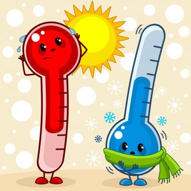 Red and blue thermometers clipart