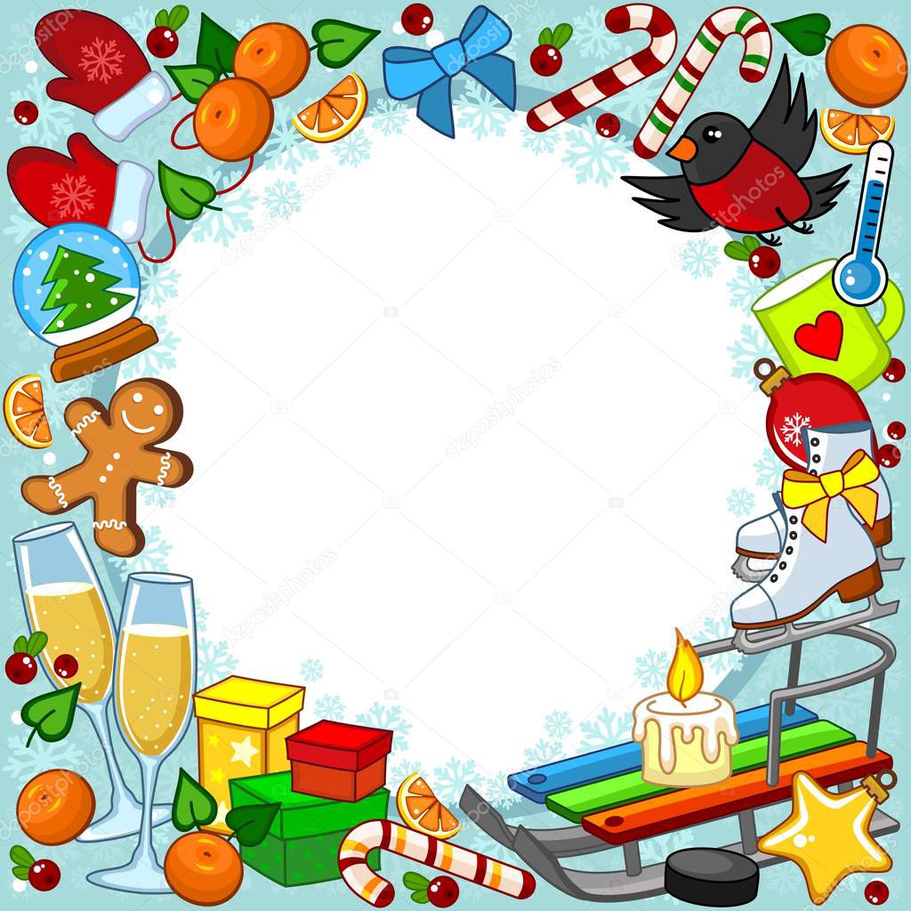 New Year card with objects