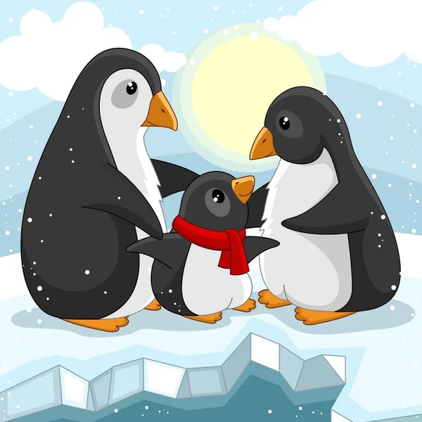 Familie der Pinguine — Stockvektor