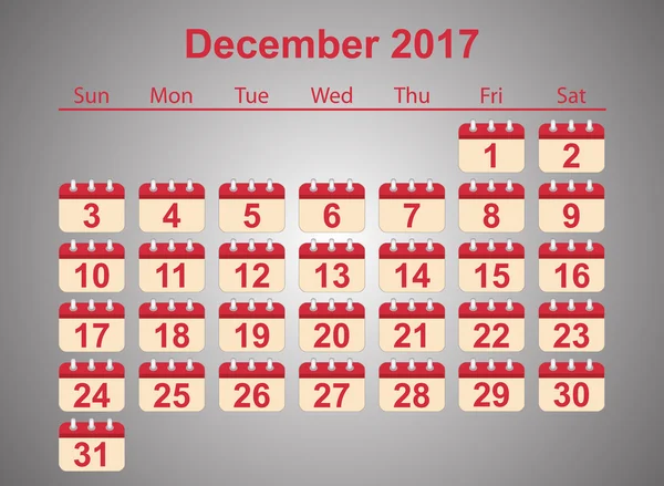 Вектор календаря 2017 — стоковый вектор