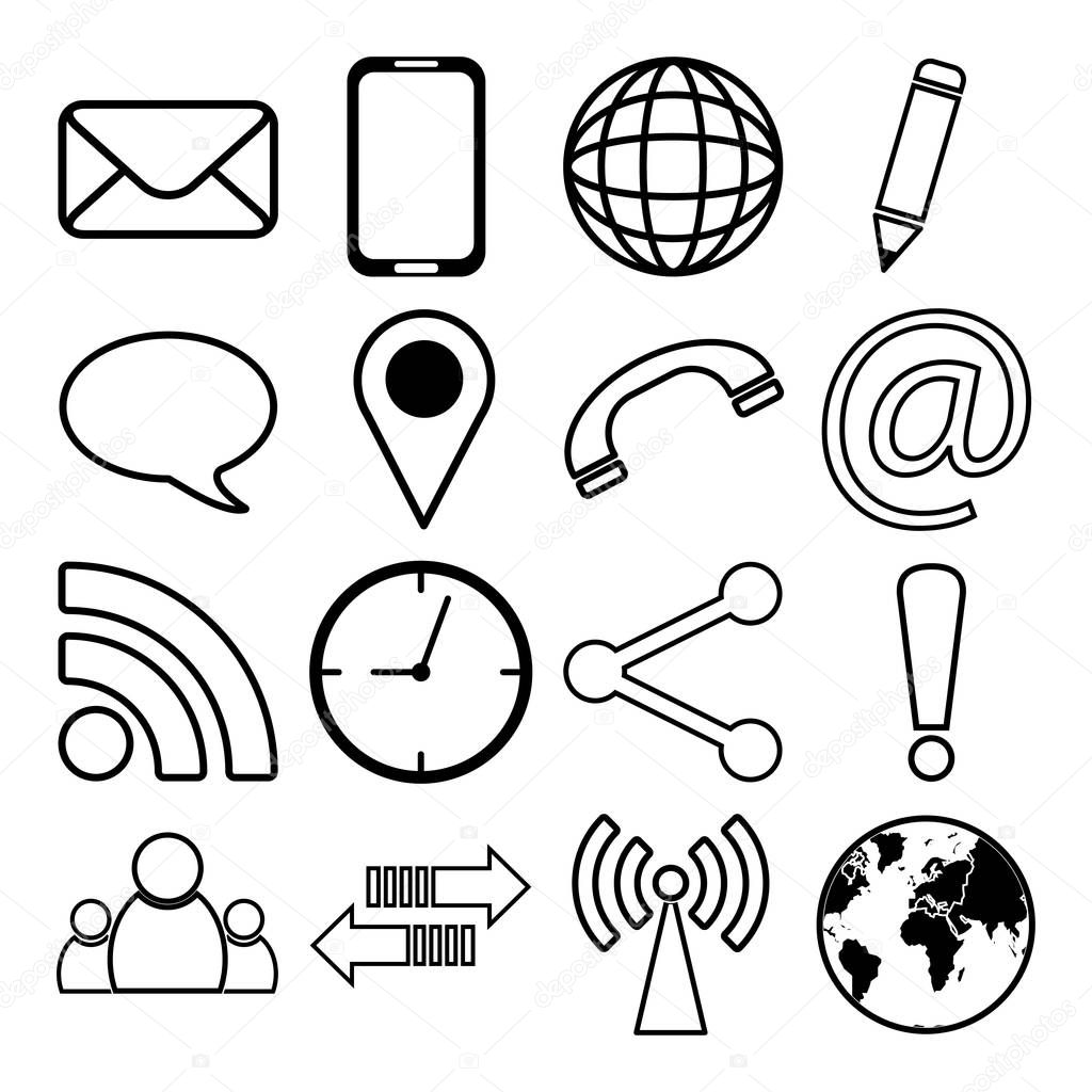 vector of  contact communication icons set