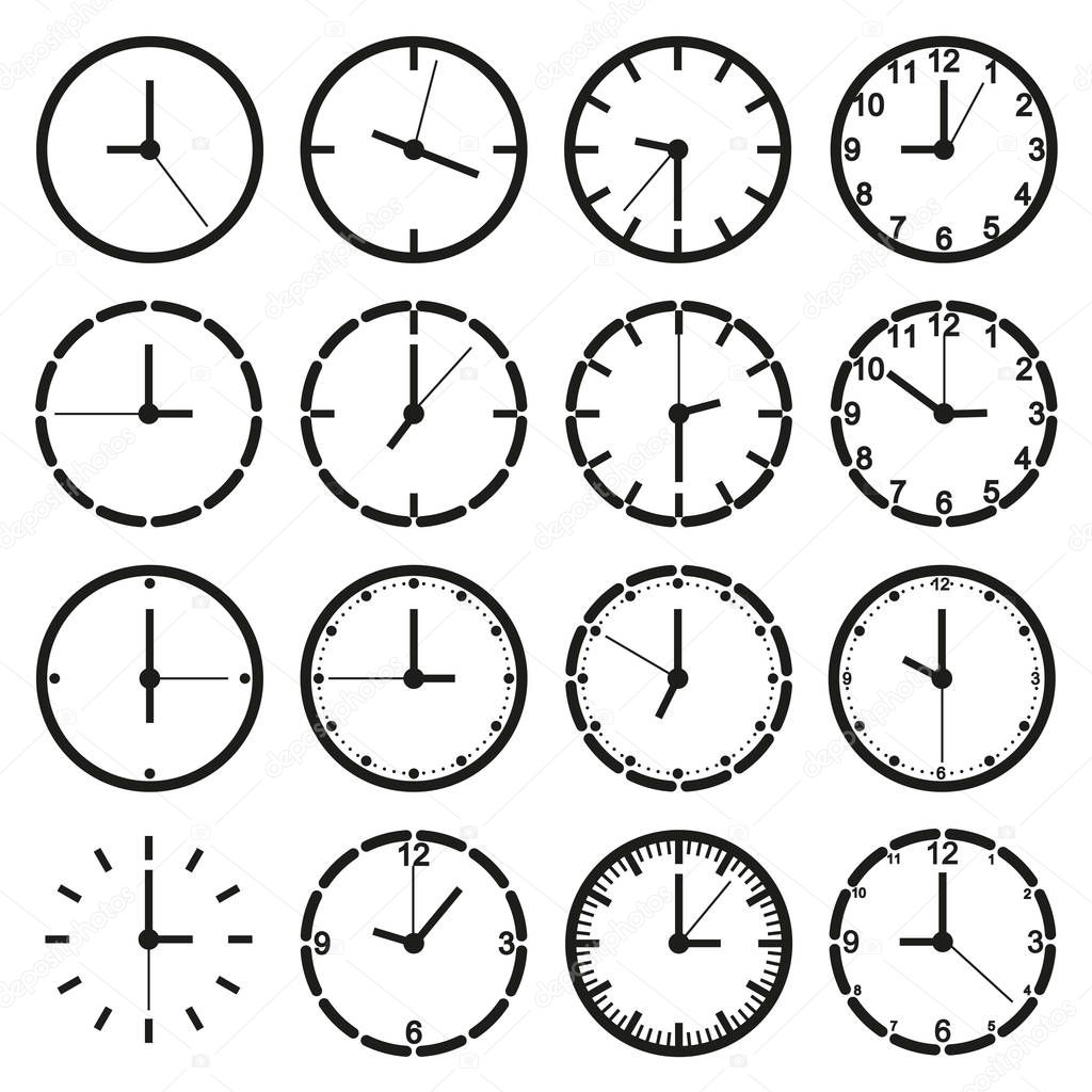 vector of o'clock icon set
