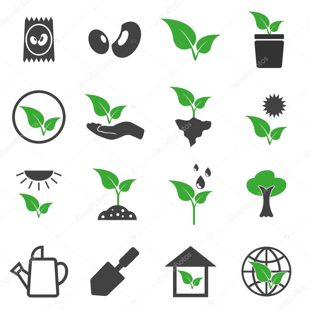 vector of plant icons set
