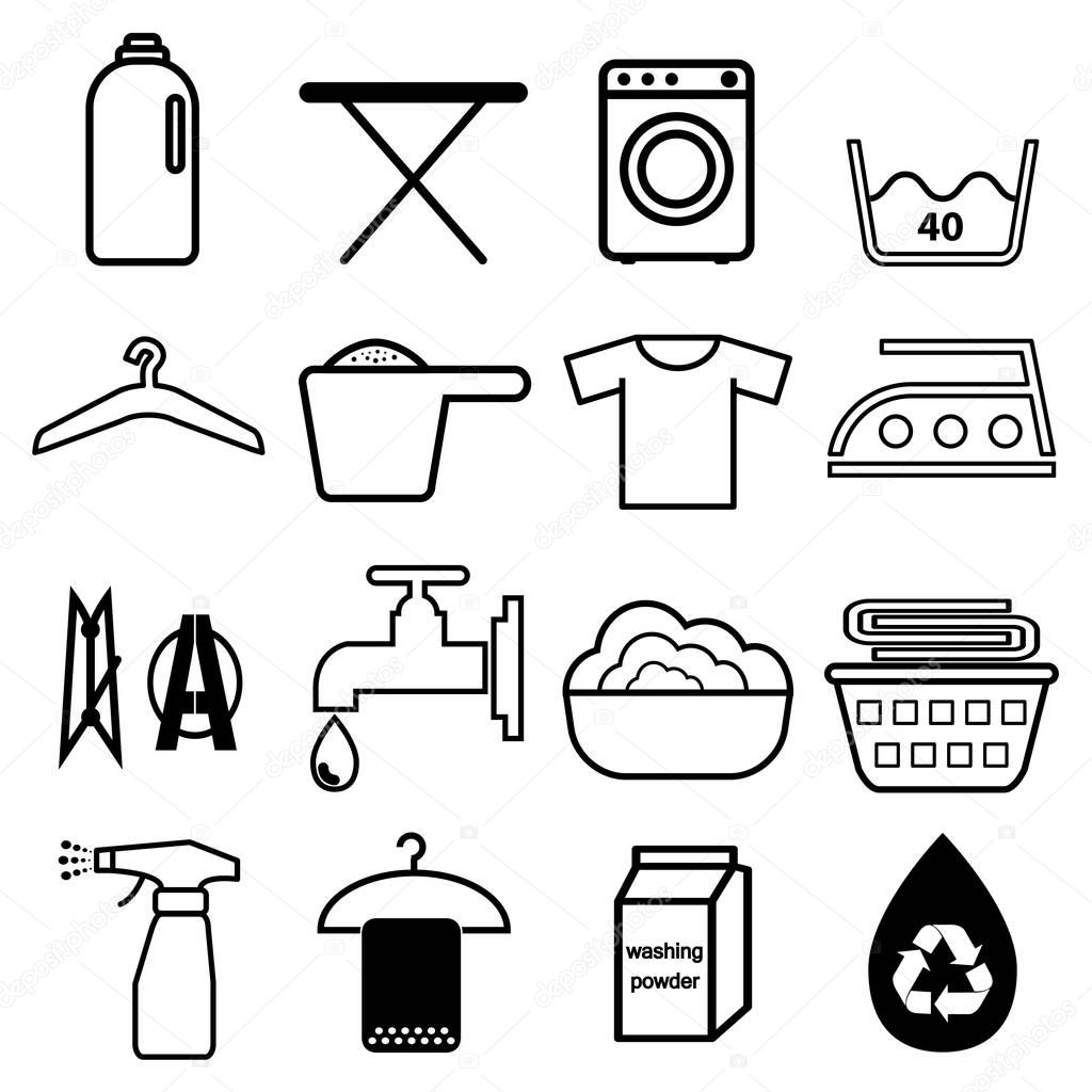vector of laundry icon set