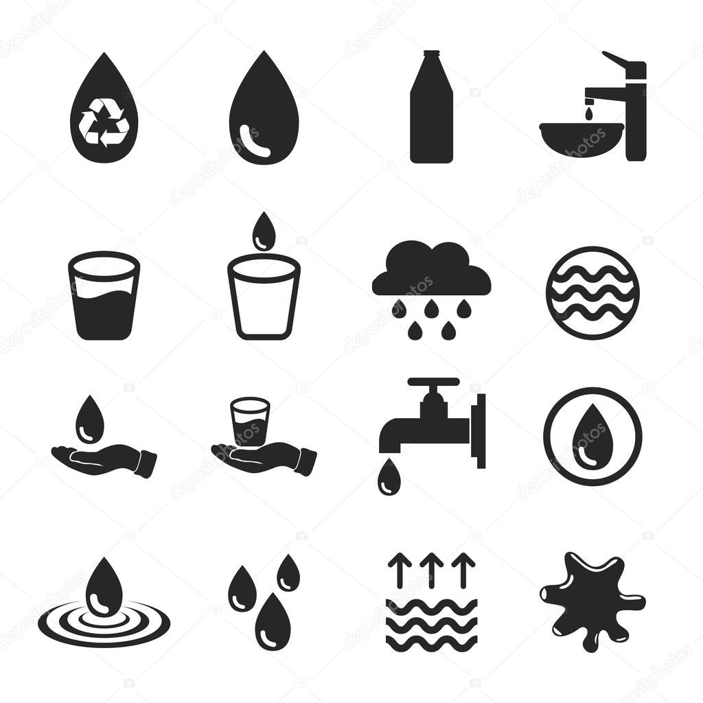 vector of water icons set