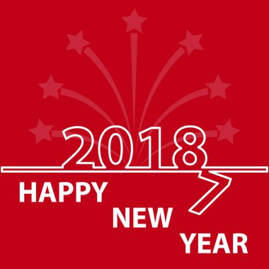 2018 yeni yıl kartı kırmızı zemin üzerine