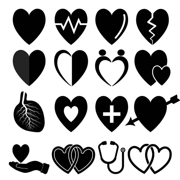 Vector de corazón icono conjunto — Archivo Imágenes Vectoriales