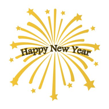 havai fişek ve Happy New Year simgesi