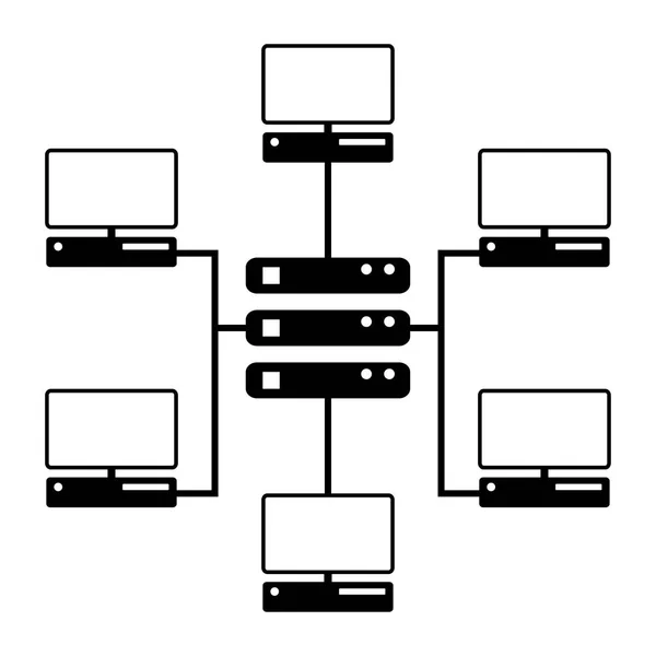 Ícone de diagrama de rede de computador — Vetor de Stock