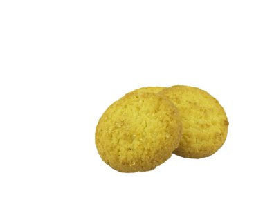 Kurabiyeler beyaz arka planda izole edilmiş. Kırpma Yolu. Tam derinlik 