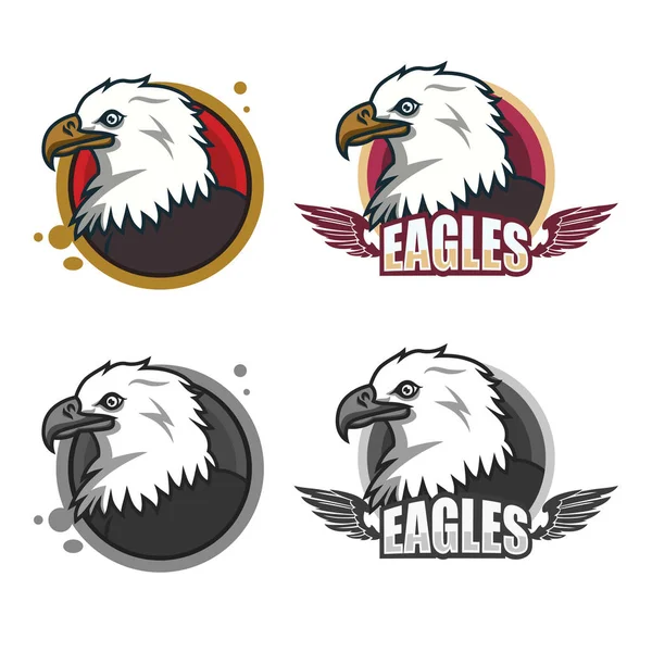Modelo de logotipo de esportes detalhados com mascote de rosto de águia para a faculdade — Vetor de Stock