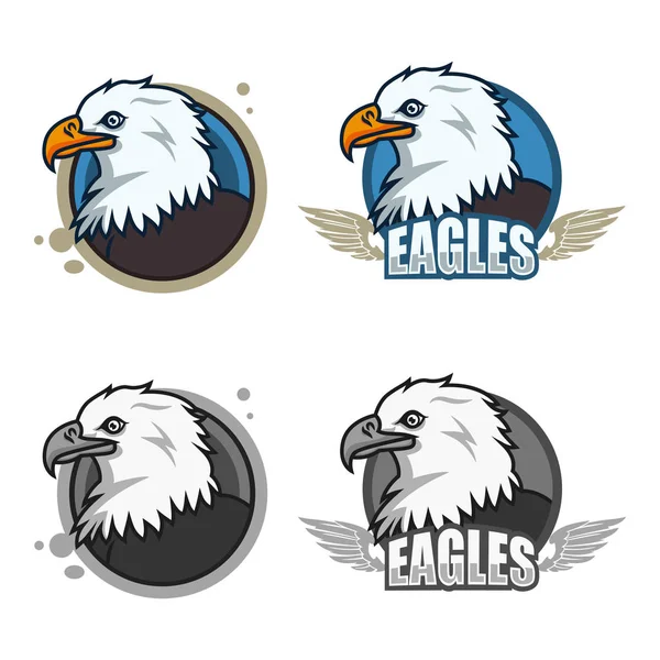 Modèle détaillé de logo sportif avec mascotte visage d'aigle pour le collège — Image vectorielle