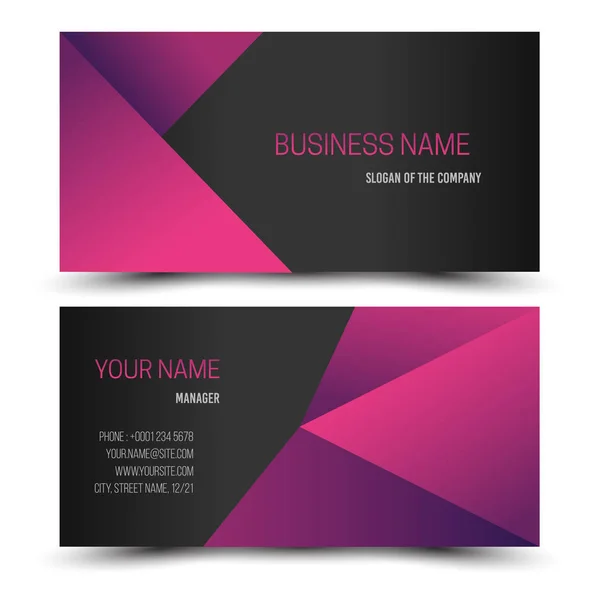 Black Dark Pink Modern Creative Business Card Name Card Horizontal — Stock Vector