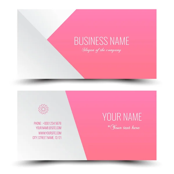 Pink White Modern Creative Business Card Name Card Horizontal Simple — Stock Vector