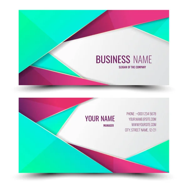 Green Pink Modern Creative Business Card Name Card Horizontal Simple — Stock Vector
