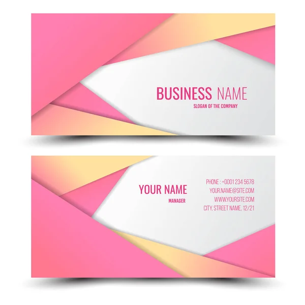 Pink Light Yellow Modern Creative Business Card Name Card Horizontal — Stock Vector