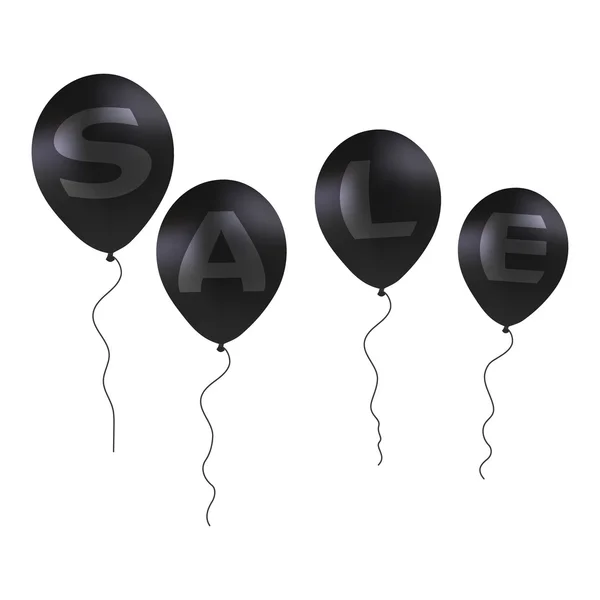 Sale Black Balloon Konsep Diskon. Vector Illustration EPS10 - Stok Vektor