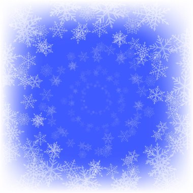 Kış mavisi arka plan ve kar taneleri. Vektör illüstrasyonu.