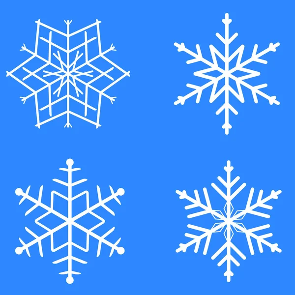 Set van vectorwitte sneeuwvlokken. — Stockvector